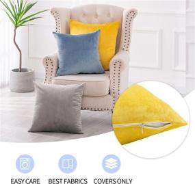 img 1 attached to 🌼 RECYCO Velvet Throw Pillow Covers Yellow - Set of 2, 18x18 inch Square Decorative Soft Pillows for Couch Sofa Bed Home Decor