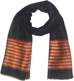 img 4 attached to 🧣 Linen Striped Twill Scarf for Women's Accessories in Scarves & Wraps