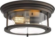 💡 zeyu flush mount ceiling light, 2-light fixture, 13-inch, oil-rubbed bronze with clear glass shade - zy15-f orb логотип