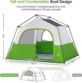 img 2 attached to 🏕️ HIKERGARDEN 6/10 Person Waterproof Camping Tent - 2021 Upgraded, Windproof Fabric, Family Tent with Easy Setup, Large Ventilation Mesh, Double Layer & Divided Curtain