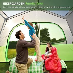 img 1 attached to 🏕️ HIKERGARDEN 6/10 Person Waterproof Camping Tent - 2021 Upgraded, Windproof Fabric, Family Tent with Easy Setup, Large Ventilation Mesh, Double Layer & Divided Curtain