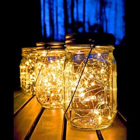 img 3 attached to 🌞 Solar Mason Jar Lights: Create Enchanting Outdoor Ambiance with 6-Pack Fairy Hanging Jar Lights, Perfect for Patio Parties, Garden Weddings, and Decorative Illumination (Includes Mason Jars and Handles)