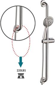 img 3 attached to 🚿 ADA Compliant Stainless Steel Slide Bar Grab Rail Set with Handheld Shower Head and 5 Ft. Hose - Brushed Nickel Finish