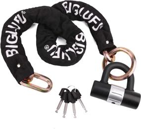 img 1 attached to 🔒 Biglufu Motorcycle Lock Chain Locks: Heavy Duty, 120cm/4ft Long, Cut-Proof 10mm Thick Square Chains with 4 Keys & 16mm U Lock - Ideal for Motorcycles, Motorbikes, Bicycles, Generators, Gates