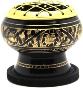 img 4 attached to 🔥 Govinda Small Decorated Brass Charcoal Screen Incense Burner with Wooden Coaster: Enhancing Aromatic Experience