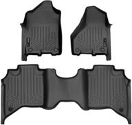🖤 custom black floor mats set for 2019-2021 ram 2500/3500 crew cab with 1st row bench seat by smartliner logo
