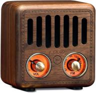 vintage retro radio, greadio walnut wooden bluetooth speaker with fm radio & bluetooth 4.2, classic old fashioned style, enhanced bass, powerful volume, tf card/aux for home, office, kitchen logo
