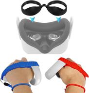🎮 enhanced oculus quest 2 controller accessory pack: anti-leakage light blockers and adjustable silicone knuckle straps by x-super home (blue+red) logo