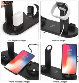 img 2 attached to 🔌 Удобная беспроводная зарядная станция 4 в 1 для Apple iPhone, AirPods, iWatch, Samsung Galaxy S20 и других устройств с поддержкой Qi - вращающаяся вилка, белого цвета.