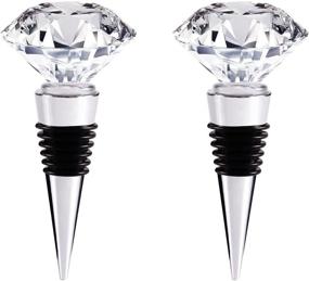 img 4 attached to Reusable Crystal Wine and Beverage Bottle Stoppers – Elegant Zinc Alloy and Glass Diamond Plugs (2pcs Crystal) with Decorative Gift Box