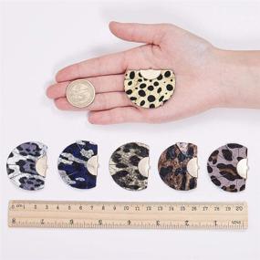 img 1 attached to SUNNYCLUE 1 Box 6 Styles 12Pcs Leopard Print Teardrop Dangle Charms with Brass Findings and Sector Fan Shape Leather Pendants - Jewelry Earrings Making Craft Supplies