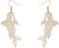 🐠 stylish handmade lightweight hollow koi goldfish dangle earrings - tianbangshi tropical fish design for women, girls | statement jewelry gift logo