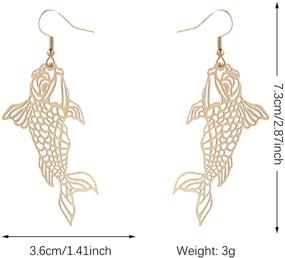 img 3 attached to 🐠 Stylish Handmade Lightweight Hollow Koi Goldfish Dangle Earrings - TIANBANGSHI Tropical Fish Design for Women, Girls | Statement Jewelry Gift