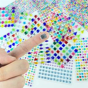 img 2 attached to FADIKX 3650Pcs Gem Stickers: Sparkly Flatback Crystal Stickers for Crafts, Kids DIY - Assorted Sizes