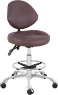 🪑 pneumatic height adjustable rolling stool chair with back support - perfect for studio, workshop, classroom, laboratory (brown) logo