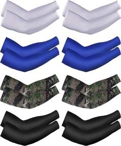 img 4 attached to 🌞 Unisex UV Protection Arm Cooling Sleeves Ice Silk Arm Cover (Black, Blue, Grey, Camouflage, Ice Silk)