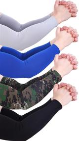 img 2 attached to 🌞 Unisex UV Protection Arm Cooling Sleeves Ice Silk Arm Cover (Black, Blue, Grey, Camouflage, Ice Silk)