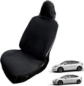 img 4 attached to 🚗 Fresheracc White Black Tesla Model 3 Y S Seat Cover - Waterproof & Machine Washable Seat Protector Covers Accessories for Fast Easy Installation. Enhance Your Tesla's Style!