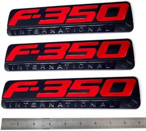 img 4 attached to 3Pcs OEM Red F-350 International Side Fender Emblems Badge 3D Logo Replacement For F350 Pickup Black