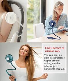 img 1 attached to 🌬️ HonHey Portable Mini Clip On Fan - Handheld Fan with Rechargeable 2000mAh Battery, Stroller Fans featuring Flexible Neck, Hands-Free Neck Fan, and Eyelash Fan for Makeup (White)