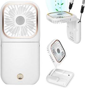 img 4 attached to 🔋 Shiwely Small Fan: Portable Neck Fan with USB Rechargeable Battery, Handheld Mini Desk Fan for Travel Indoor and Outdoor - Also a Power Bank and Phone Stand for Men and Women