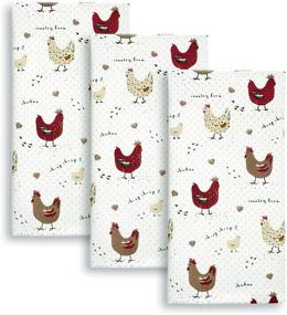 img 2 attached to 🐔 Organic Cotton Cackleberry Home Farmhouse Chicken Kitchen Towels, Set of 3 - Excellent for Kitchen Decor