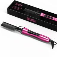 🔥 terviiix hot comb electric: anti-scald straightening comb for black hair, wigs & beard - keratin & argan oil infused teeth, adjustable temperatures, 60 min auto shut off (pink) logo