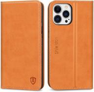 📱 shieldon genuine leather wallet case for iphone 13 pro 5g - brown | rfid blocking credit card holder, magnetic closure, kickstand & shockproof design | compatible with iphone 13 pro 5g (6.1" 2021) logo