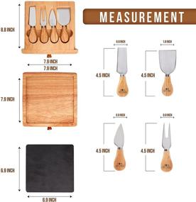 img 3 attached to 🧀 Cheese Board and Knife Set - Includes Cheese Slate, 4 Stainless Steel Knives, Charcuterie Board with Drawer - Natural Oak Cheese/Cracker Platter - Cutting Board Set for Utopia Kitchen