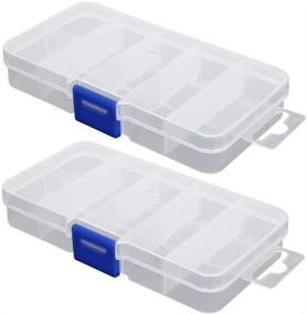 img 4 attached to 📦 MroMax PP Component Storage Box - 130x70x22mm Plastic Organizer with Adjustable Container and 10 Removable Grids - Ideal for Electronic Component Storage and Small Accessories - Transparent Color - Set of 2