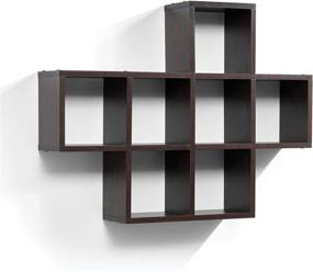 img 4 attached to 📚 7 Square Cube Wall Shelves in Espresso Finish - Decorative Modern Floating Wood Shelves for Bedroom or Living Room - Contemporary Wall-Mounted Shelves