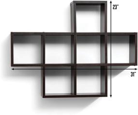 img 3 attached to 📚 7 Square Cube Wall Shelves in Espresso Finish - Decorative Modern Floating Wood Shelves for Bedroom or Living Room - Contemporary Wall-Mounted Shelves
