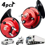 🚂 300db loud train horn for truck - 4 piece set, electric snail horns, 12v high and low tone, waterproof auto horn, loud air electric snail single horns with brackets and screws for car motorcycle logo