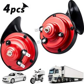 img 4 attached to 🚂 300DB Loud Train Horn for Truck - 4 Piece Set, Electric Snail Horns, 12V High and Low Tone, Waterproof Auto Horn, Loud Air Electric Snail Single Horns with Brackets and Screws for Car Motorcycle