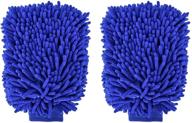 🧤 wetest car care chenille wash mitt 2 pack - extra large size - ultimate dust, wash, and buffing solution - lint-free and scratch-free - blue wash glove logo