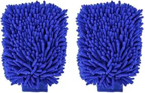 img 3 attached to 🧤 WeTest Car Care Chenille Wash Mitt 2 Pack - Extra Large Size - Ultimate Dust, Wash, and Buffing Solution - Lint-Free and Scratch-Free - Blue Wash Glove