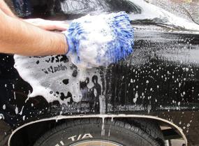 img 1 attached to 🧤 WeTest Car Care Chenille Wash Mitt 2 Pack - Extra Large Size - Ultimate Dust, Wash, and Buffing Solution - Lint-Free and Scratch-Free - Blue Wash Glove