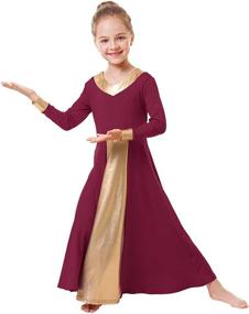 img 4 attached to IBAKOM Liturgical Metallic Dancewear Burgundy Gold Sports & Fitness for Other Sports