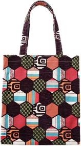 img 4 attached to 👜 Fashionable Women's Shoulder Tote Bag: Brown Hexagon Lattice Flocking Fabric with Large Capacity