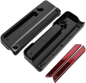 img 1 attached to 🔴 Amazicha Black Saddlebag Latch Covers: Red Reflectors, Aluminum | Harley Touring Road King 1993-2013