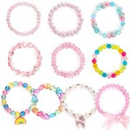 🌈 colorful bracelets for girls - rainbow jewelry set for toddlers, perfect as party bag or stocking filler, friendship bracelet collection logo