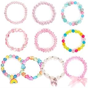 img 4 attached to 🌈 Colorful Bracelets for Girls - Rainbow Jewelry Set for Toddlers, Perfect as Party Bag or Stocking Filler, Friendship Bracelet Collection