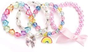 img 2 attached to 🌈 Colorful Bracelets for Girls - Rainbow Jewelry Set for Toddlers, Perfect as Party Bag or Stocking Filler, Friendship Bracelet Collection