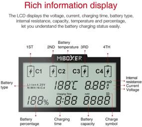 img 1 attached to 🔋 Miboxer C4-12 Universal Smart Rechargeable Battery Charger: Intelligent 4-Slot Output Li-ion 4X3A, Ni-MH/NiCd 2X1A for 18650, AA, C, 26650, 16340 (RCR123), 14500, and More (Excludes LiFePO4)