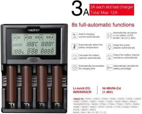 img 3 attached to 🔋 Miboxer C4-12 Universal Smart Rechargeable Battery Charger: Intelligent 4-Slot Output Li-ion 4X3A, Ni-MH/NiCd 2X1A for 18650, AA, C, 26650, 16340 (RCR123), 14500, and More (Excludes LiFePO4)