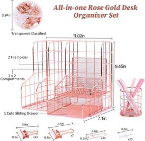 img 2 attached to 🌹 Efficient and Chic: Rose Gold Desk Organizer with 6 Compartments - Perfect Home Office Supplies Set for Women and Girls