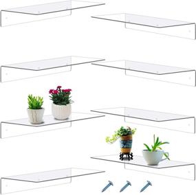 img 4 attached to 📚 Versatile and Stylish 8 Piece Clear Acrylic Floating Shelf Set for Organized Living Spaces