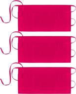 👩 xornis 3-pack 100% cotton waist apron with 3 pockets - waitress server half short waiter serving money aprons in hot pink логотип