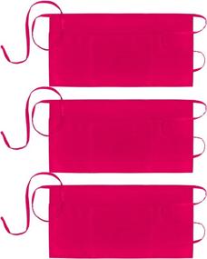 img 4 attached to 👩 Xornis 3-Pack 100% Cotton Waist Apron with 3 Pockets - Waitress Server Half Short Waiter Serving Money Aprons in Hot Pink