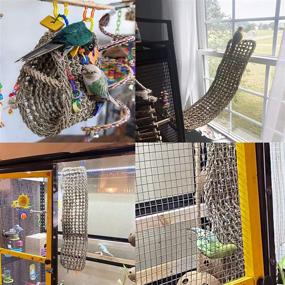 img 2 attached to 🐦 Bird Seagrass Mat: Natural Grass Woven Net Hammock for Hanging on Parrot Cage, 4 Hooks Included. Parakeet Climbing Rope Ladder Chew Toys for Lovebird Cockatiel Conure Budgie, Cockatoo Supplies – Size: 28.3" x 6.7